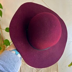 🍷 Target Burgundy Wool Floppy Hat - Wide Brim Boho Western Fedora 🍷